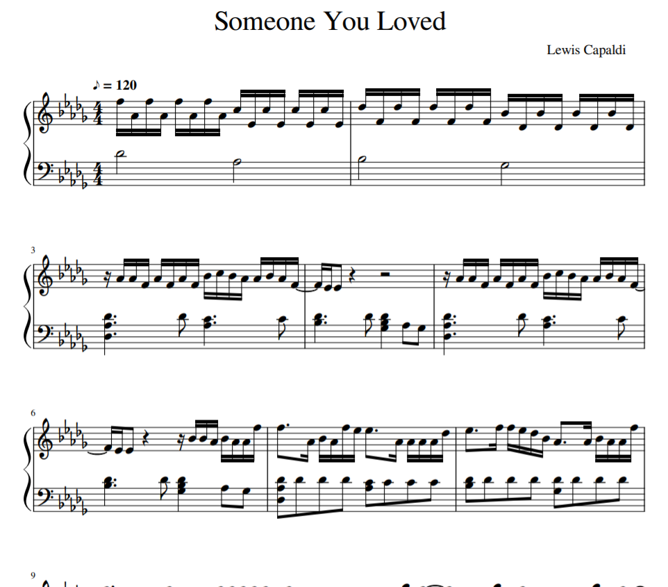 Someone You Loved sheet piano solo
